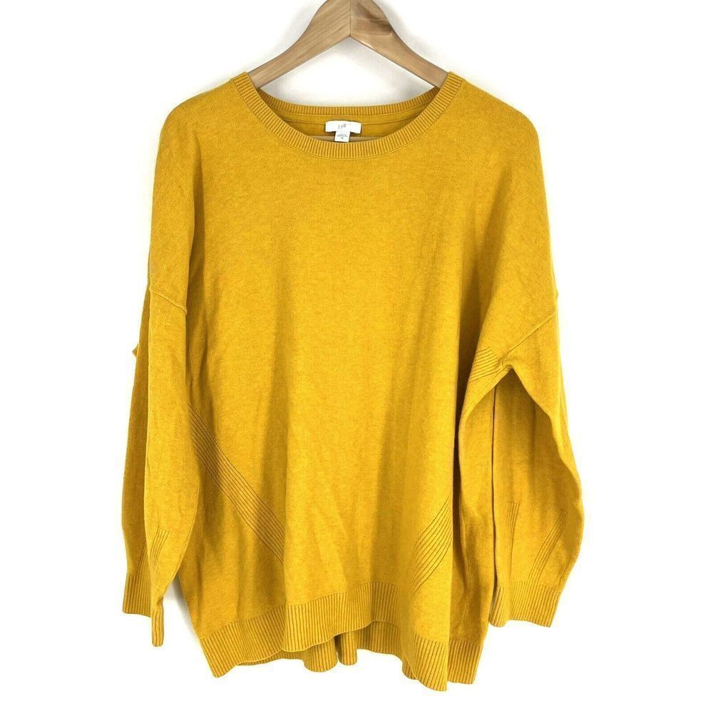 J Jill Sweater Size 2X Mustard Dandelion Pullover Crew Neck Dolman Long Sleeve